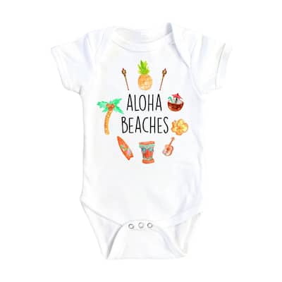 Aloha Beaches - Baby Boy Girl Clothes Infant Bodysuit Funny Cute Newborn