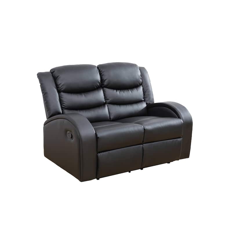 Black Faux Synthetic Leather 3-Piece Couch Living Room Sofa Set