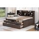 preview thumbnail 19 of 43, Full Size Wooden Captain Bed with Built-in Bookshelves, 3-Storage Drawers, and Trundle, Light Grey, Classic Style Bed Frame