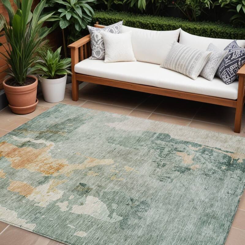 HomeRoots Abstract Transitional Rectangle Outdoor Rug - 8' X 10'