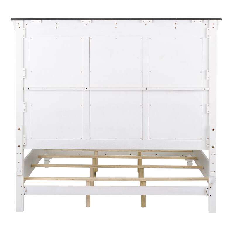Copper Grove Allyson Park Wirebrushed White Charcoal Queen Panel Bed