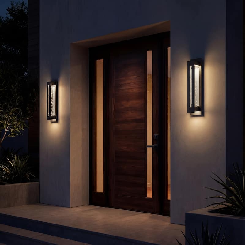 Kichler Lighting River Path Collection 2-light Textured Black Outdoor LED Wall Sconce