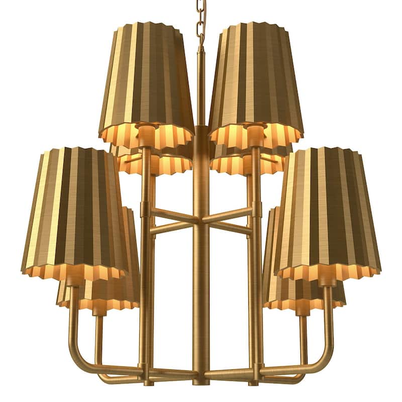 Alora Lighting CH528830 Plisse 8 Light 30" Wide Chandelier - Aged Gold