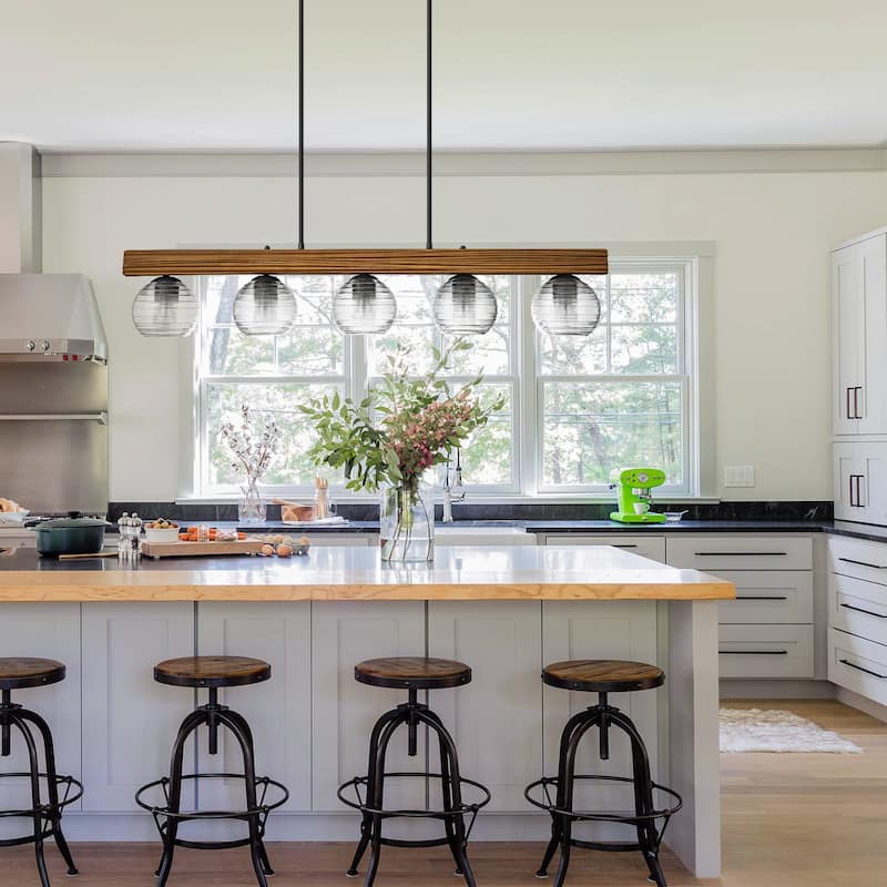 43 in. Kitchen Island Chandelier with Ripple Glass