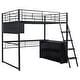 preview thumbnail 22 of 24, Twin/Full Size Kids Loft Bed with LED Light and Storage Shelves, Teens Metal Bed Frame with Ladder and Desk