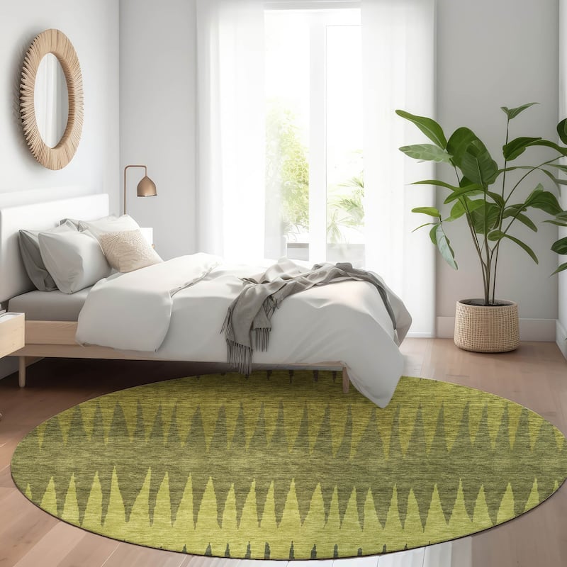 Premium Washable Super Soft Modern Spikes Mayfield Rug - Olive - 8' x 8'