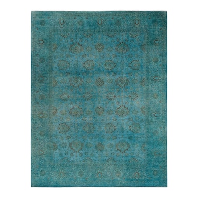 Overdyed, One-of-a-Kind Hand-Knotted Area Rug - Blue - 7' 10" x 10' 2"