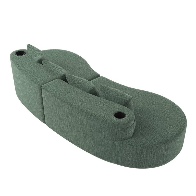 94.49" Chenille Curved Sectional Sofa with Pillows, No Assembly Required