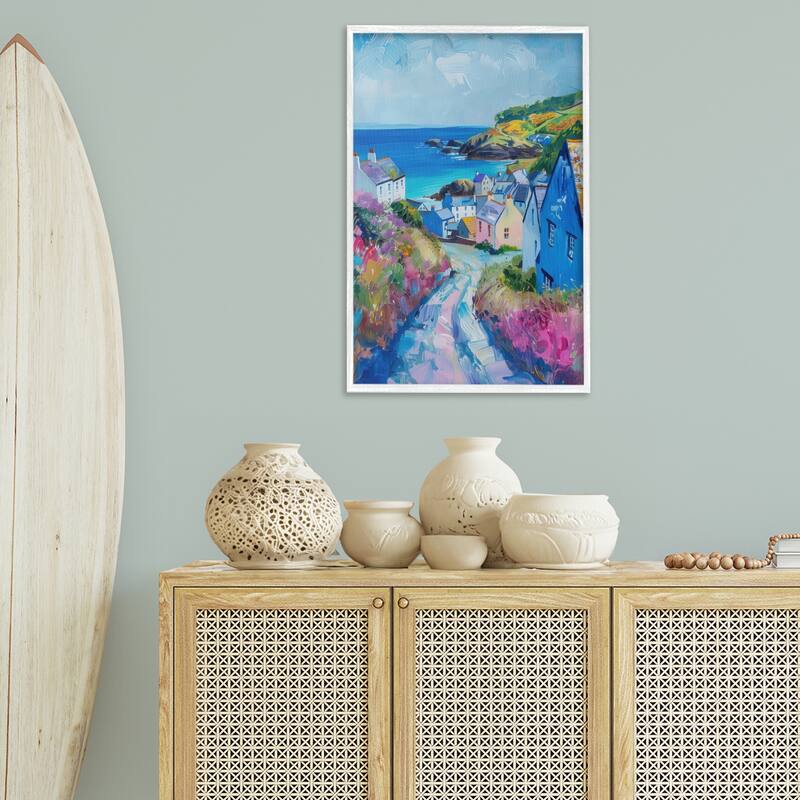 Stupell Seaside Town Overlook Framed Giclee Art Design By LSR Design Studio