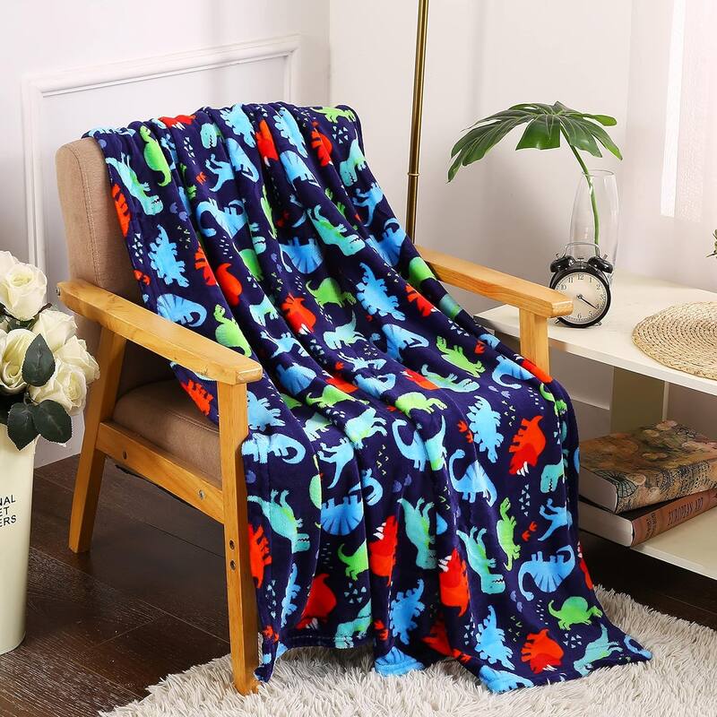 Décor&More DynoTime Microplush Throw Blanket (50" x 60") - Dinosaur Paradise
