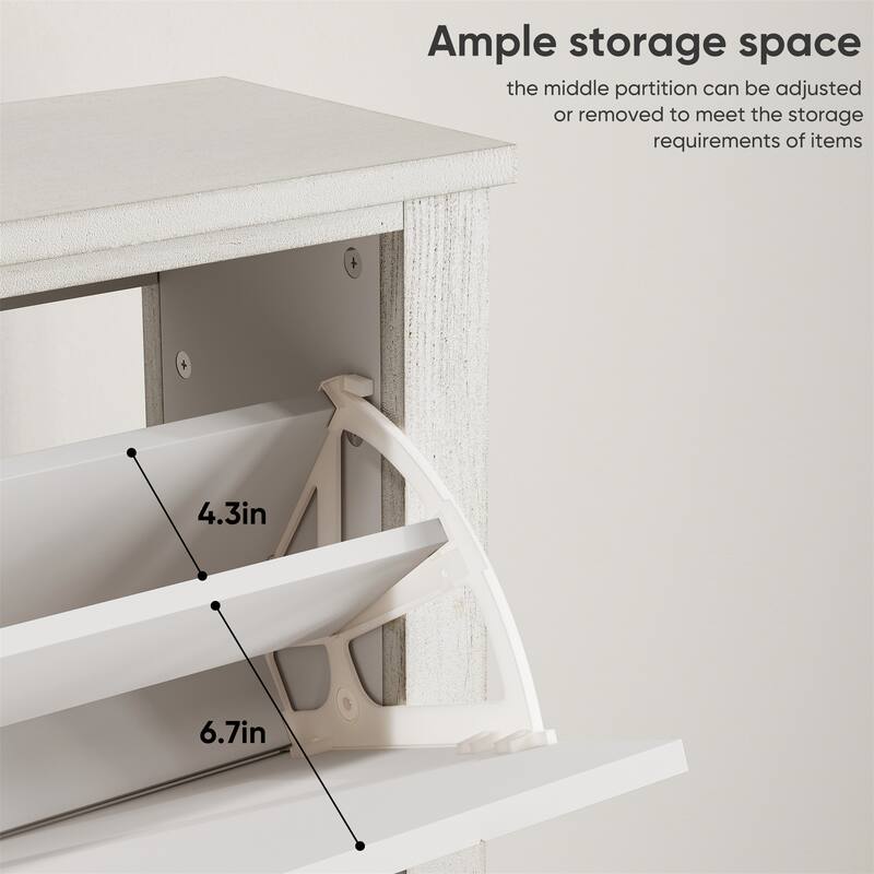 Freestanding Shoe Cabinet with 2 Flip Drawers