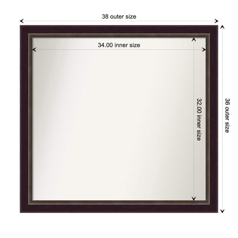 Signore Bronze Framed Non-Beveled Custom Wall Mirror, Bathroom Vanity Mirror - Outer Size: 38.25 x 36.25