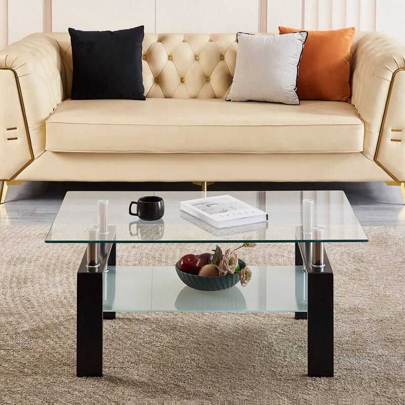 Tempered Glass 2-Layers Coffee End Table
