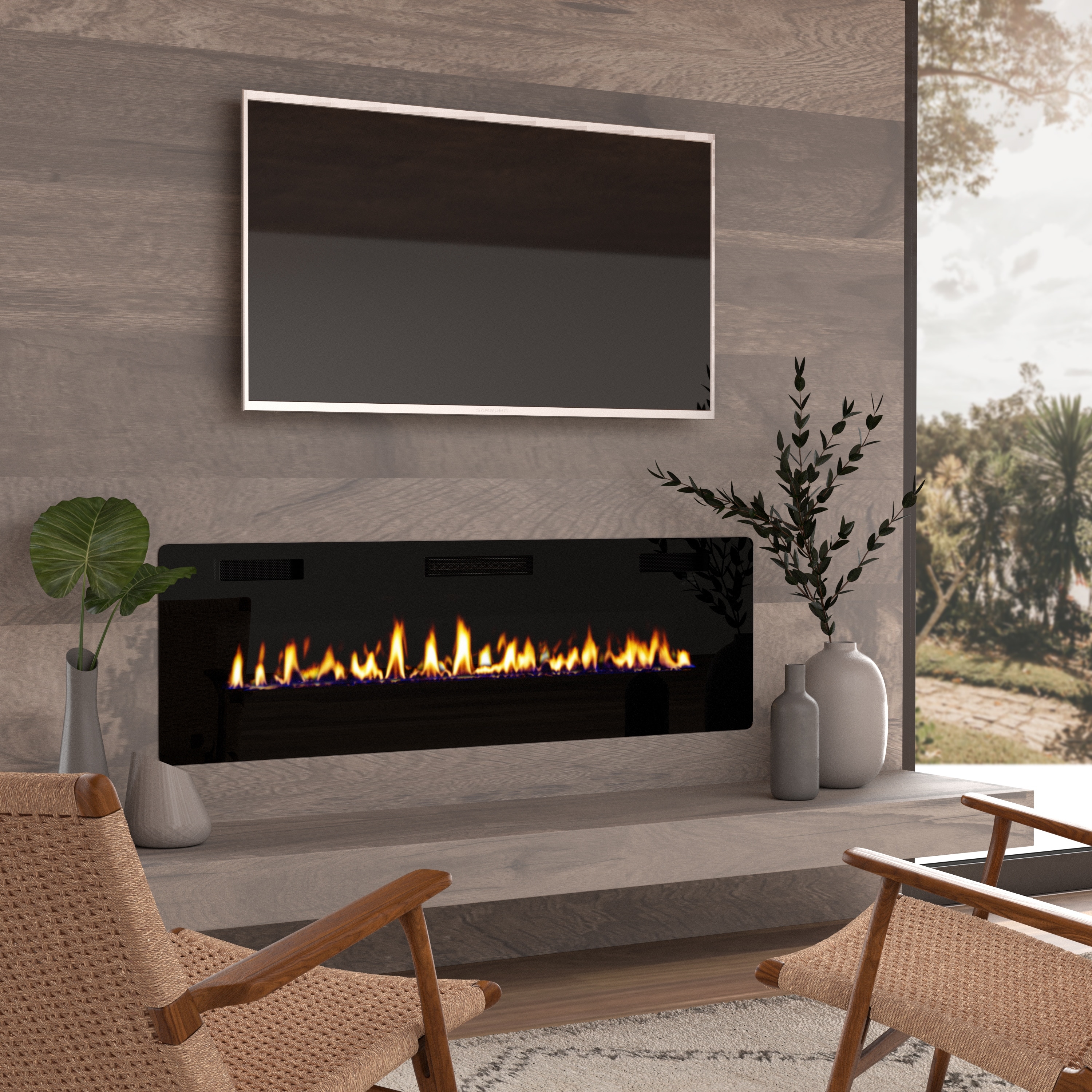 60inch Ultrathin Electric Fireplace Insert Overstock 31136093