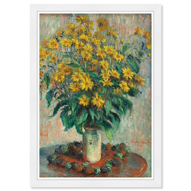 Wynwood Studio Prints Floral and Botanical Claude Monet - Jerusalem Artichoke Flowers Traditional Wall Art Canvas Print