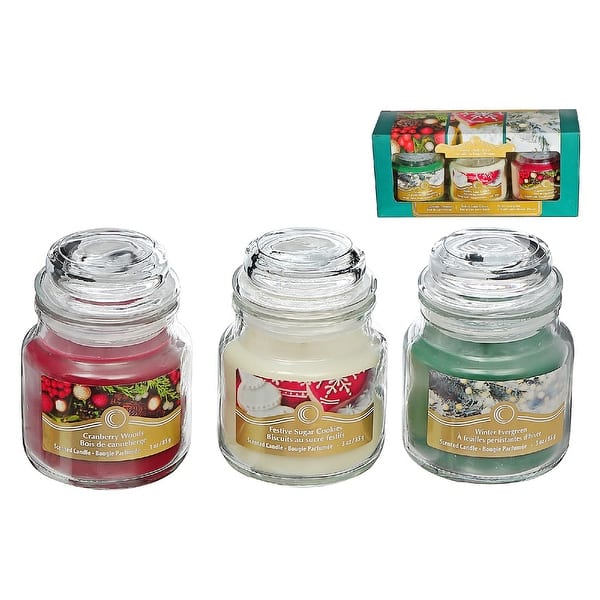 Christmas 3 Pk 3Oz Scented Glass Jar Candle Gift Set - Bed Bath ...