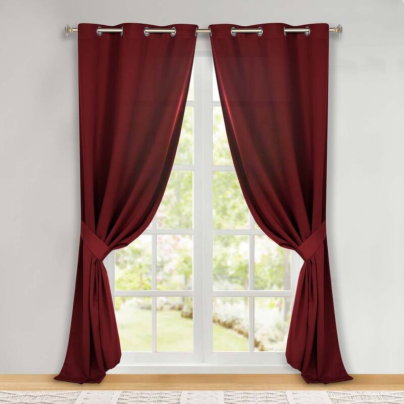 Superior Solid Machine Washable Room Darkening Grommet Blackout Curtains, Set of 2