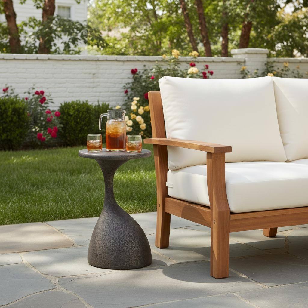 Christopher Knight Home - Modern Outdoor Side Table with Sculptural Base