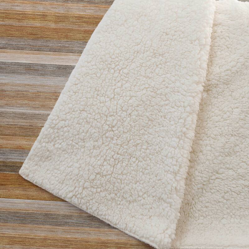 Premium Machine Washable Ombre Stripe Sherpa Throw Blanket