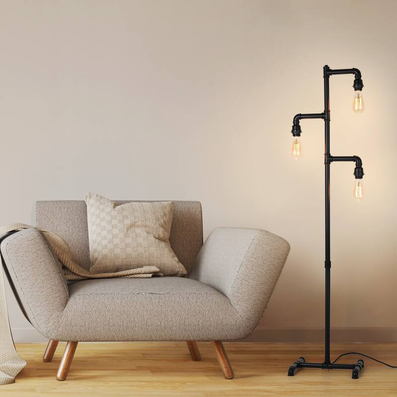 Industrial Tree Floor Lamp with 3 Light,(No Bulbs) - 3-Light