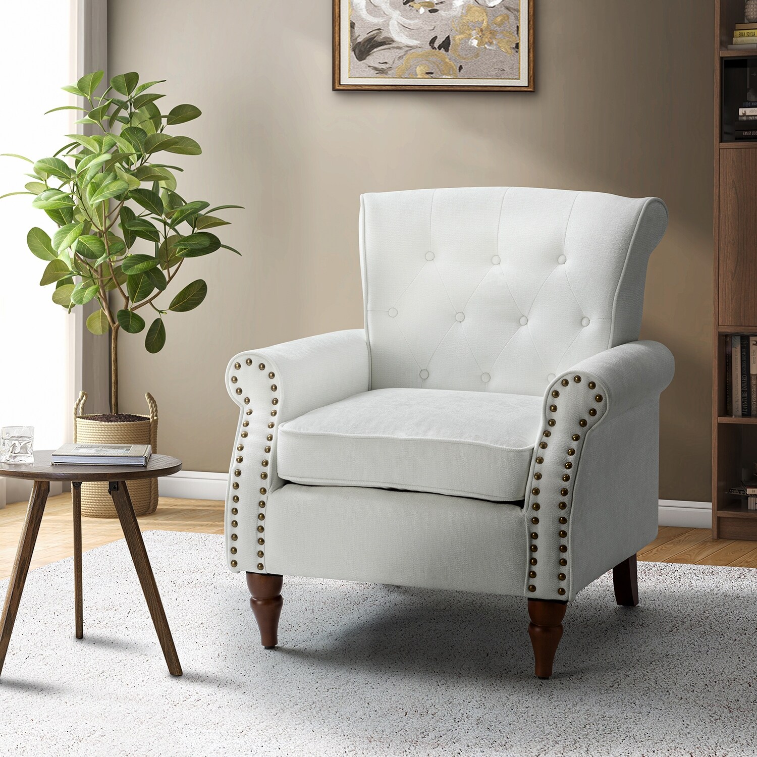 Indiges Comfy Accent Armchair with Nailhead Trim On Sale Bed
