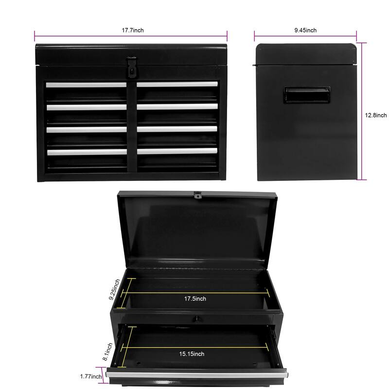 Detachable 5 Drawer Tool Chest with Bottom Cabinet and One Adjustable Shelf