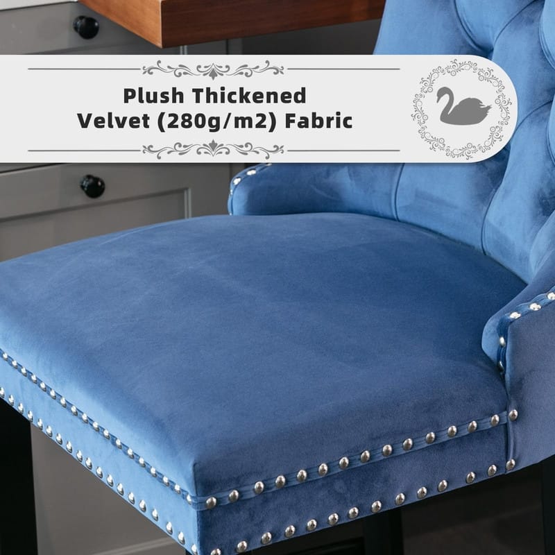 Wing Back Velvet Tufted Nailhead Barstools(Set of 6)