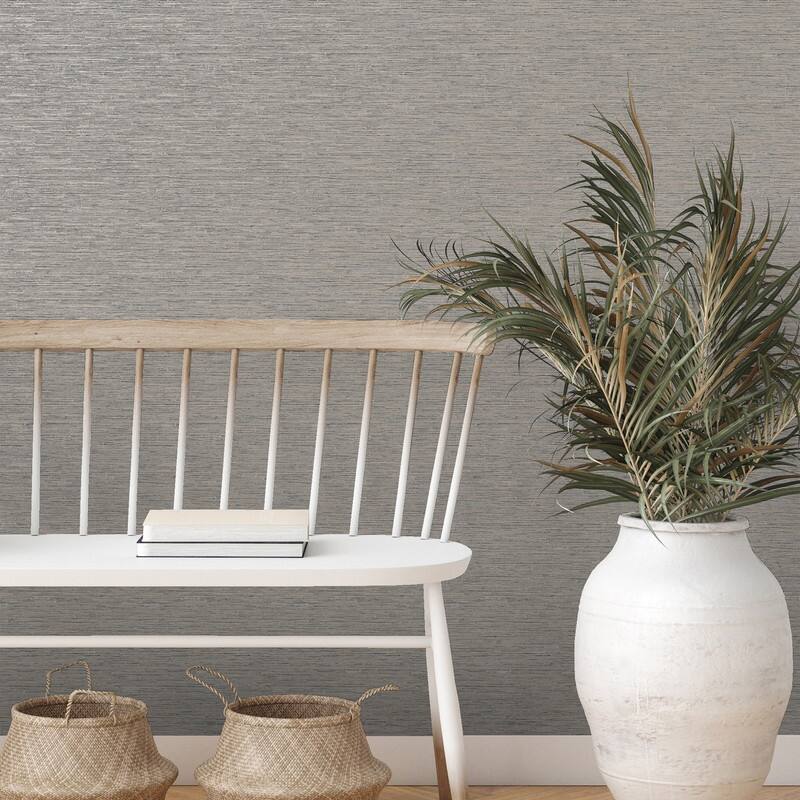 Fine Decor Mephi Grey Grasscloth Wallpaper