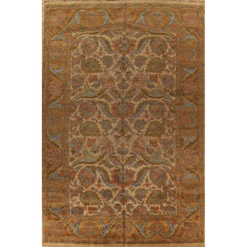 All-Over Floral Oushak Indian Large Area Rug Hand-Knotted Wool Carpet - 12'0"x 17'10"