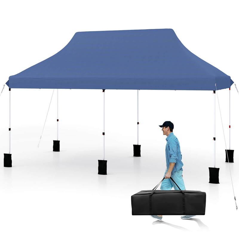 Costway 10 x 20 FT Pop-up Canopy UPF50+ Sun Protection Tent with - See Details - Blue