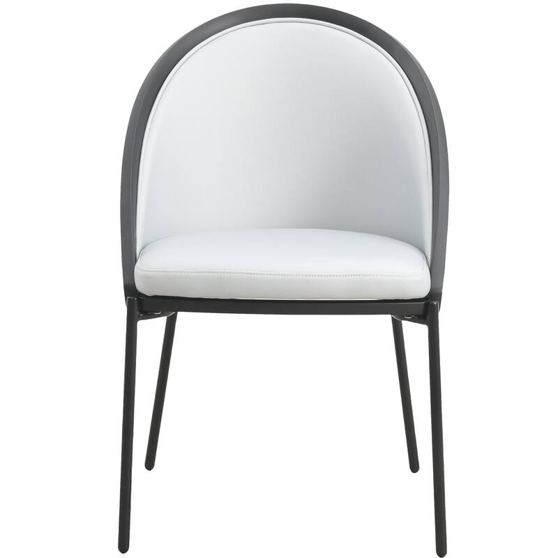 Vinyl Dining Chair with Curved Back and Stainless Steel Legs Set of 4