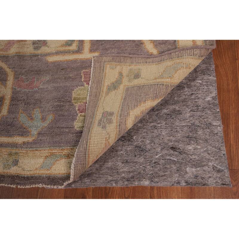 All-Over Gray Oushak Vegetable Dye Large Area Rug Handmade Wool Carpet - 10'0" x 13'9"