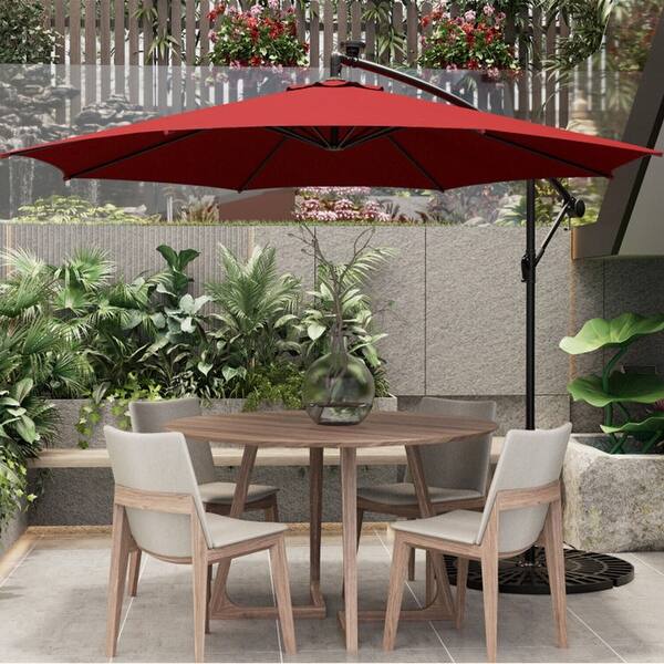 bed bath and beyond offset patio umbrella with solar lights 10 Feet Patio Offset Umbrella with Solar-Powered LED Lights - Bed Bath &  Beyond