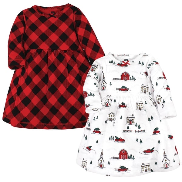 slide 1 of 1, Hudson Baby Toddler Girl Cotton Dresses, Christmas Scene 2T - Christmas Scene