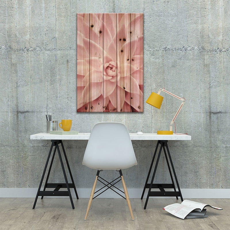 Pink Succulent Print On Wood by Sisi & Seb - Multi-Color
