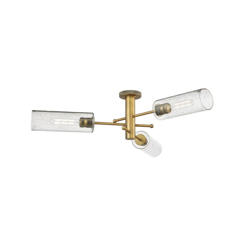 Innovations Lighting Crown Point - 3 Light 12" Flush Mount - Brushed Brass/Seedy