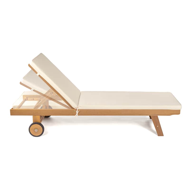 Adjustable Outdoor Chaise Lounge w/ Cushion & Wheels - JONATHAN Y
