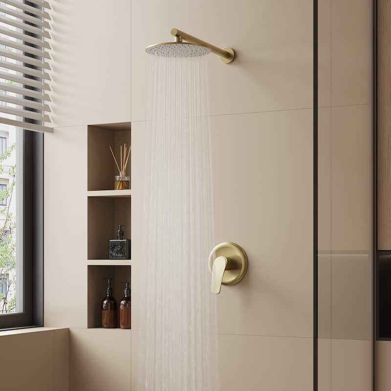 1-Spray Patterns with 9 in. Wall Mount Rain Fixed Shower Head with Valve
