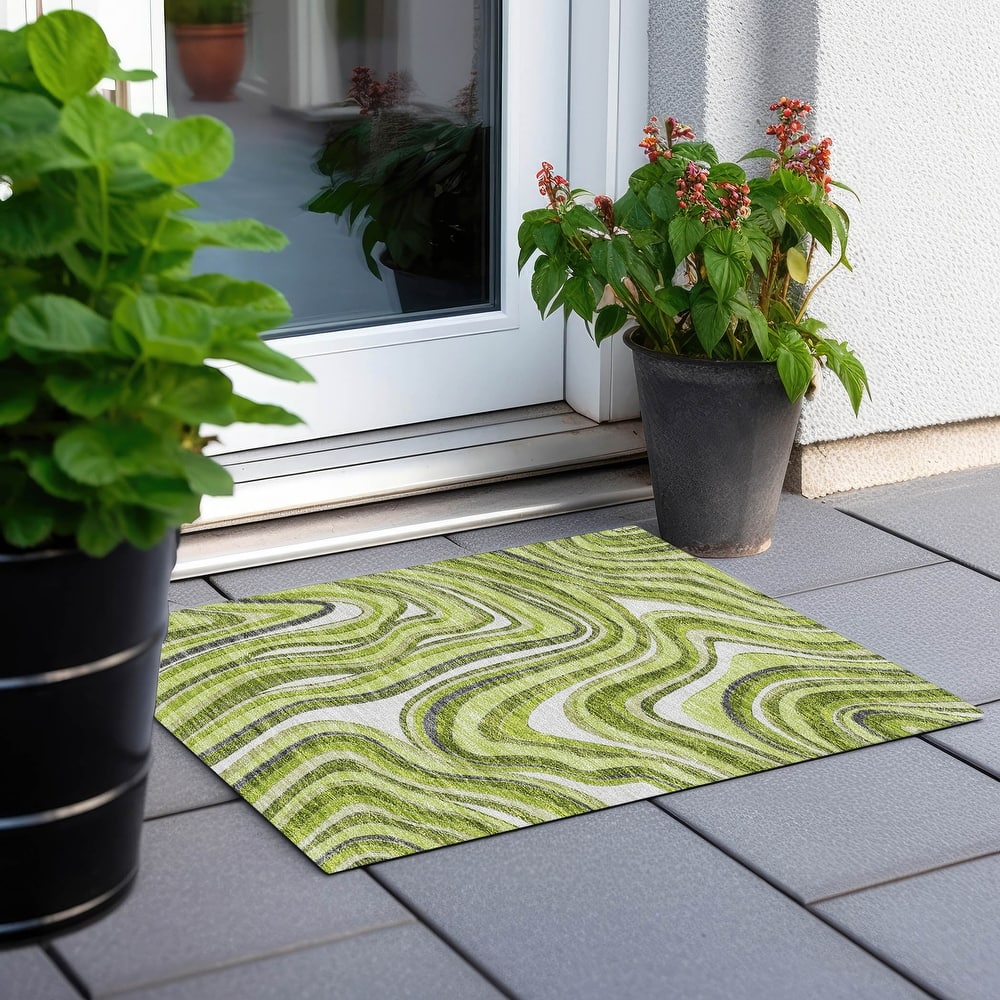 Machine Washable Indoor/ Outdoor Chantille Contemporary Abstract Rug