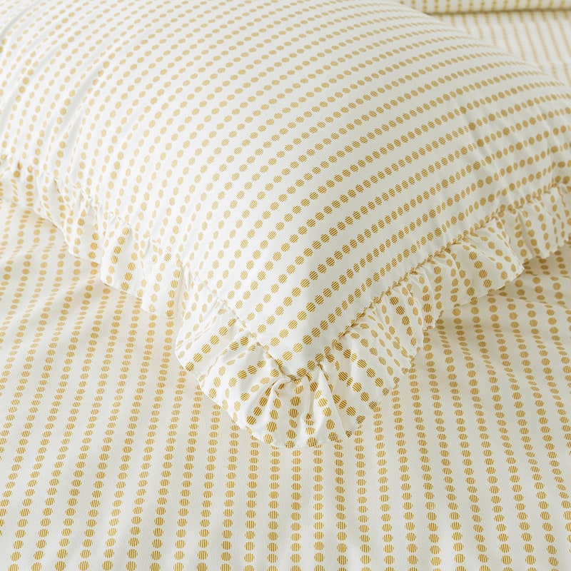 Dot Bedspread with 30" Ruffled Skirt Shabby Chic Farmhouse Style