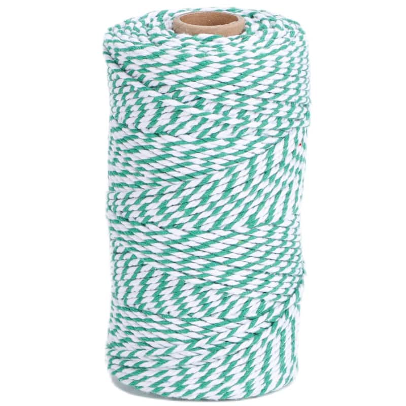 VECELO Green and White Garden Twine Strong Hemp Rope for Gardening Plant Tie Floristry Crafts Gift Wrapping Packing Decor - 90MM