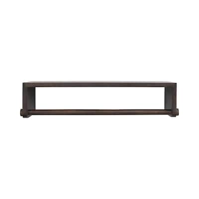 Mango Wood Wall Shelf with Rod, Espresso Finish