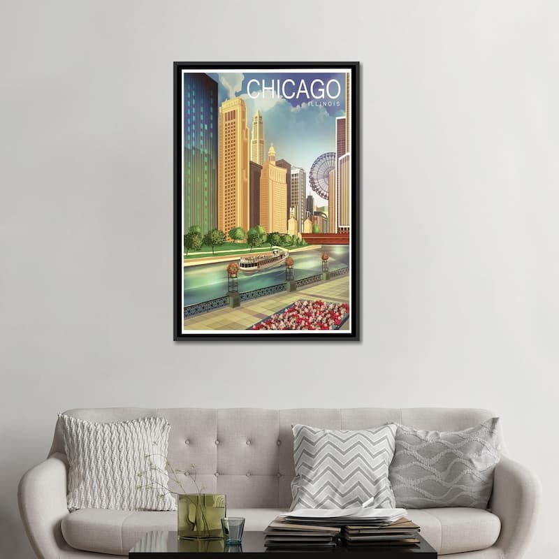iCanvas "Chicago I" by Old Red Truck Framed Canvas Print