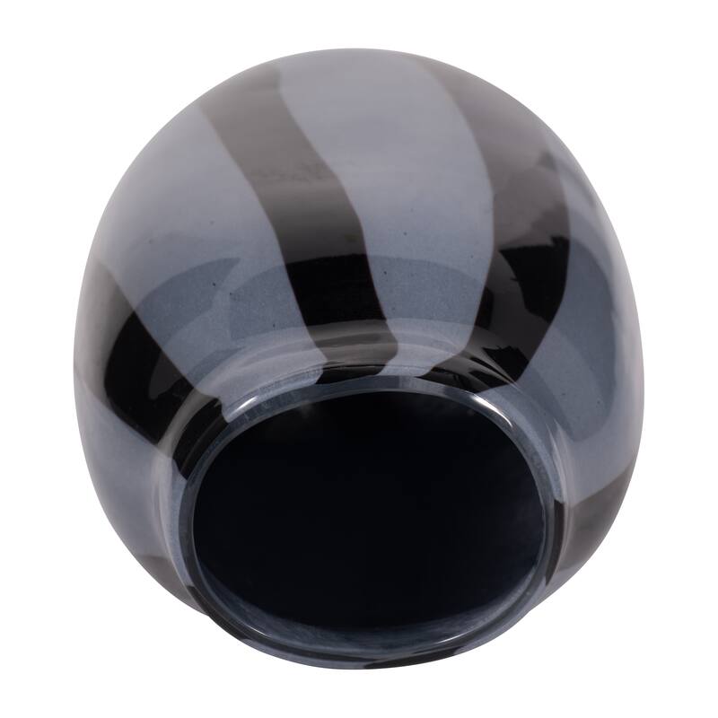 Glass Modern Striped Decorative Vase - Black