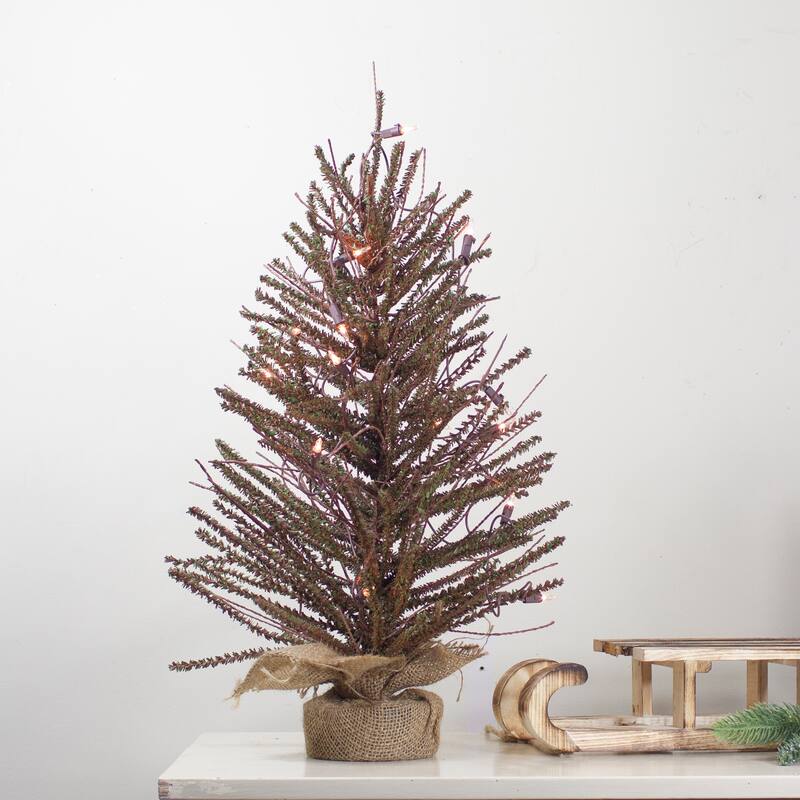 2' Medium Potted Warsaw Twig Artificial Christmas Tree - Clear Lights - 2 Foot