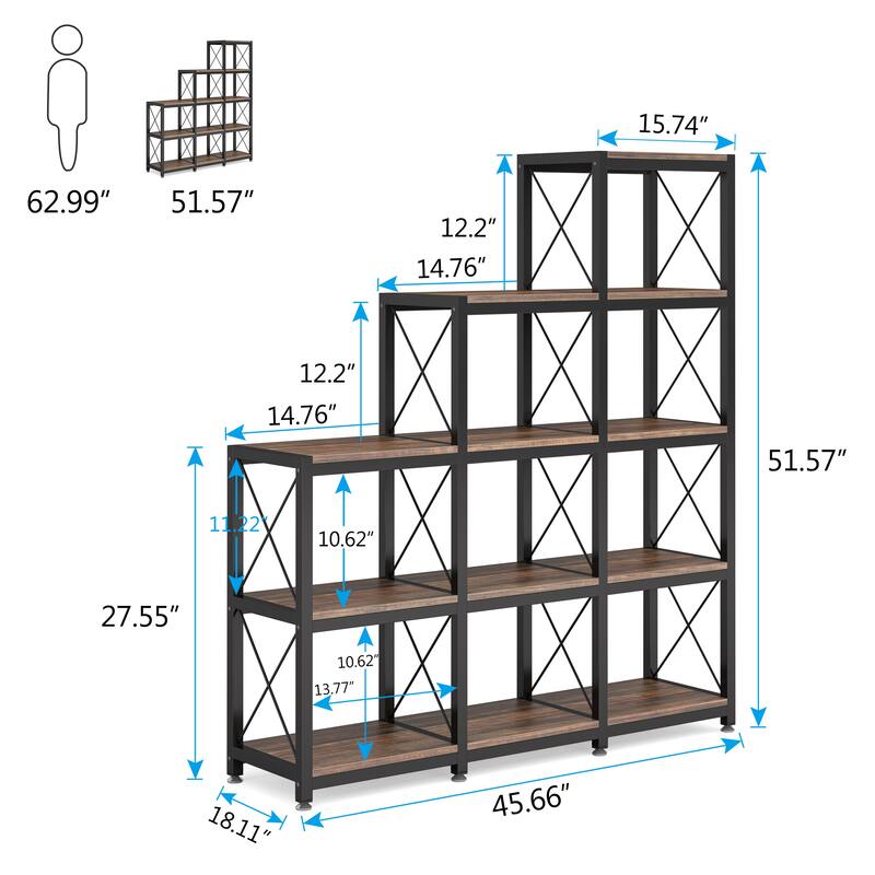 12 Shelves Ladder Bookshelf Bookcase Display Shelf
