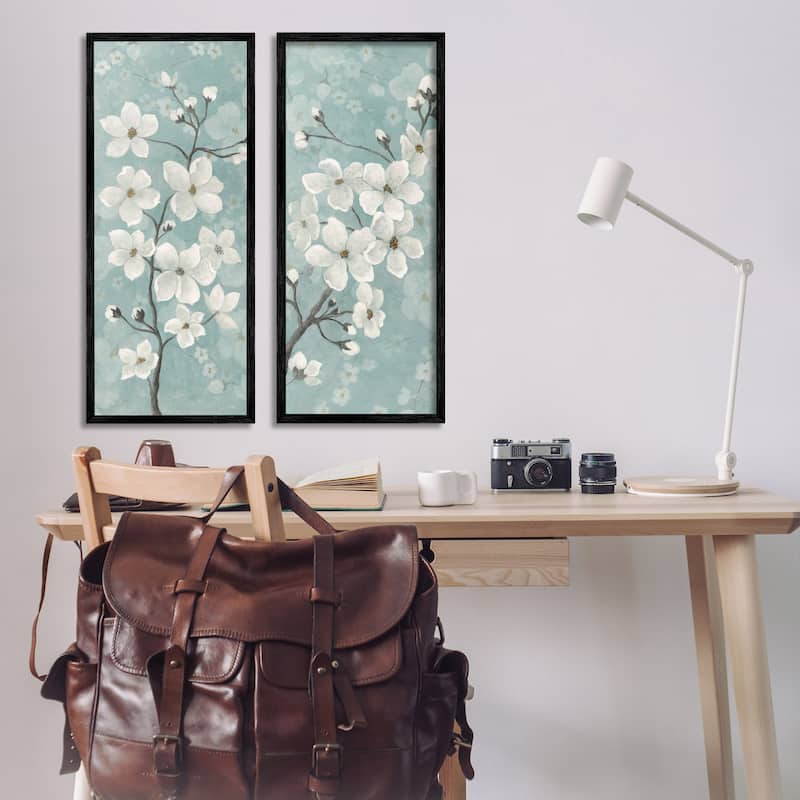 Stupell Green Toned Blossoms Framed Giclee Art Design By Tava Studios (Set of 2)