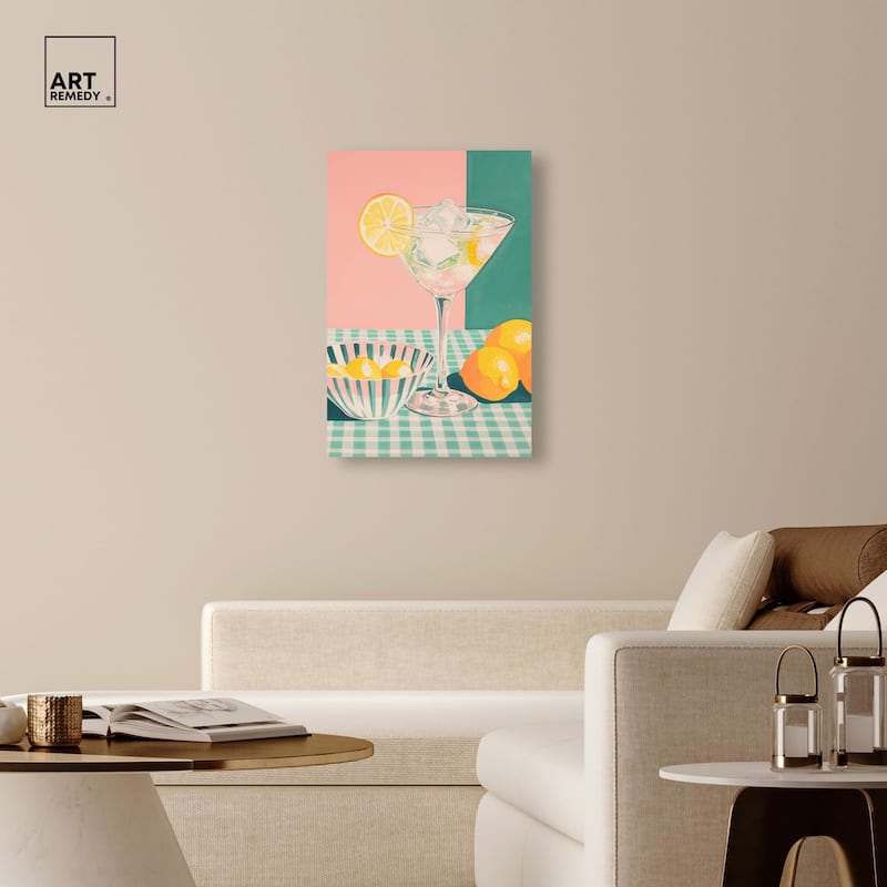 Lemon Slice Drink Canvas by Art Remedy, Gallery Wrapped