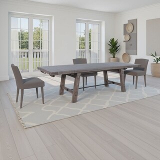 Yael Dining Table, Light Brown Mahogany Wood, Extendable 76-106 Inch ...