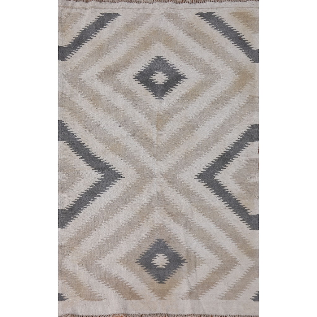 Southwestern Kilim Oriental Area Rug Hand-Woven Wool Carpet - 3'1"x 5'0"